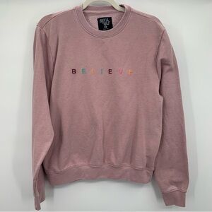 MYA NU Pink "Believe" Sweatshirt Size L
